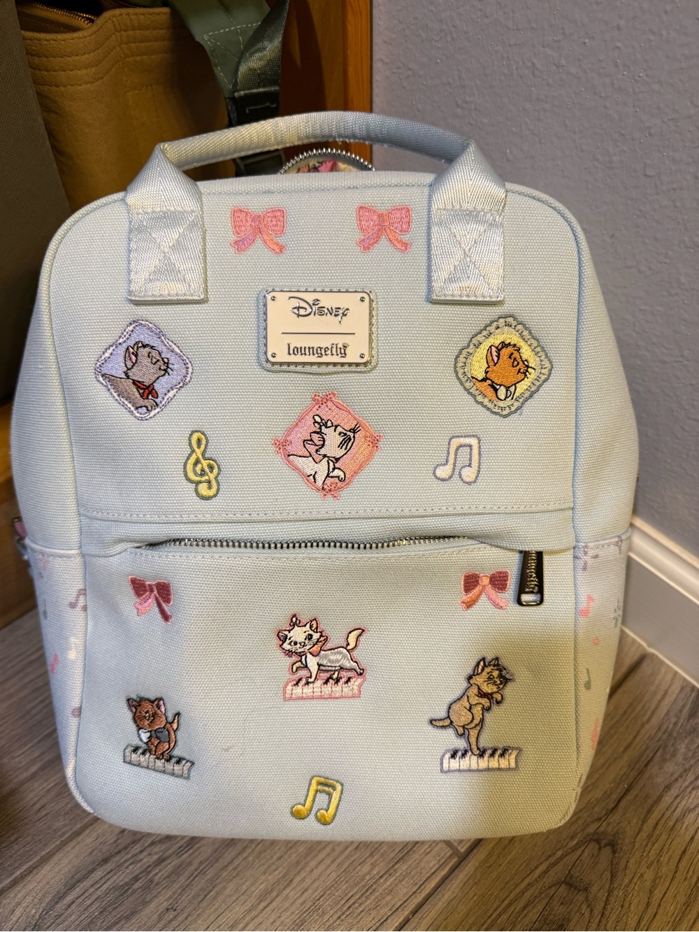 Loungefly Light Blue Disney Marie & Aristocats Embroidered Mini Backpack
